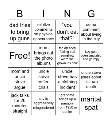 thanksgiving 2025 Bingo Card