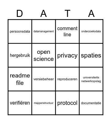 Data management bingo Card