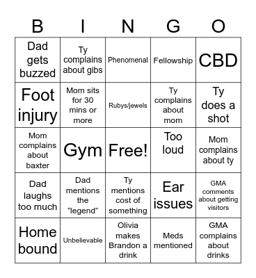 Huffman Thanksgiving 2025 Bingo Card
