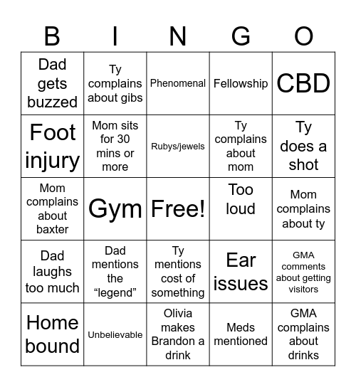 Huffman Thanksgiving 2025 Bingo Card