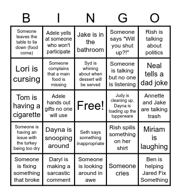 THANKSGIVING BINGO! Bingo Card