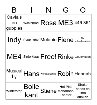 Super Abcoude Bingo Rinke en Hannah Bingo Card