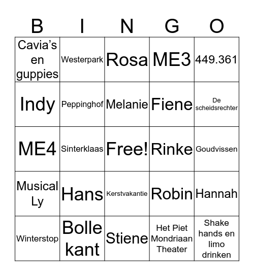 Super Abcoude Bingo Rinke en Hannah Bingo Card