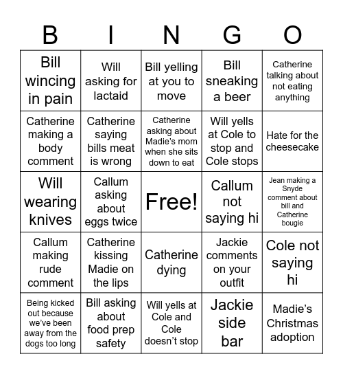 Thanksgiving 2025 Bingo Card