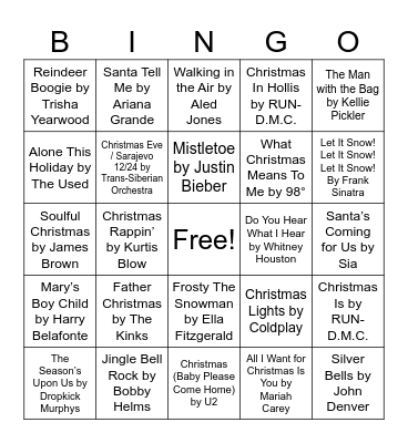 Music Bingo Card