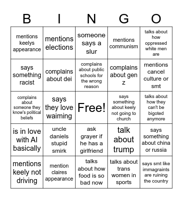THANKSGIVING 2025 Bingo Card