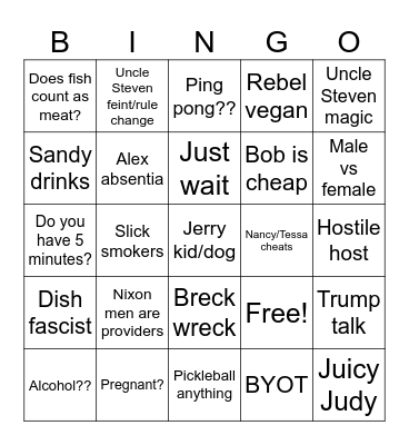 Thanksgiving Bingo Card