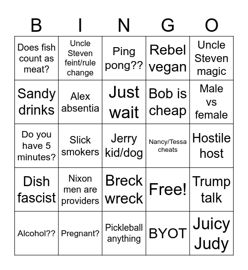 Thanksgiving Bingo Card