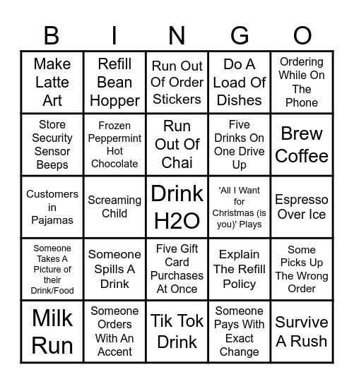 Black Friday Tarbucks 2025 Bingo Card