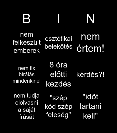 Heckl Bingó Bingo Card