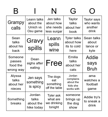 THANKSGIVING Bingo Card