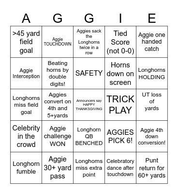 HAPPY THANKSGIVING Bingo Card