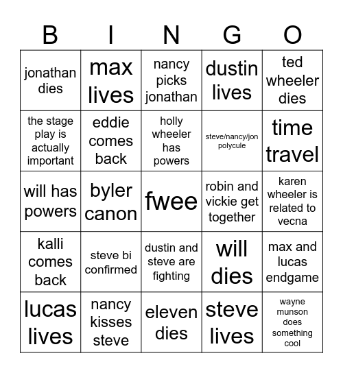 st5 Bingo Card
