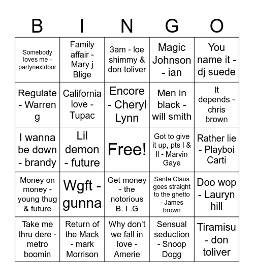 Music Bingo Card