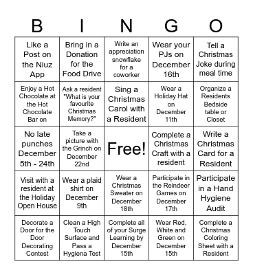 Anson Place Holiday Bingo Card