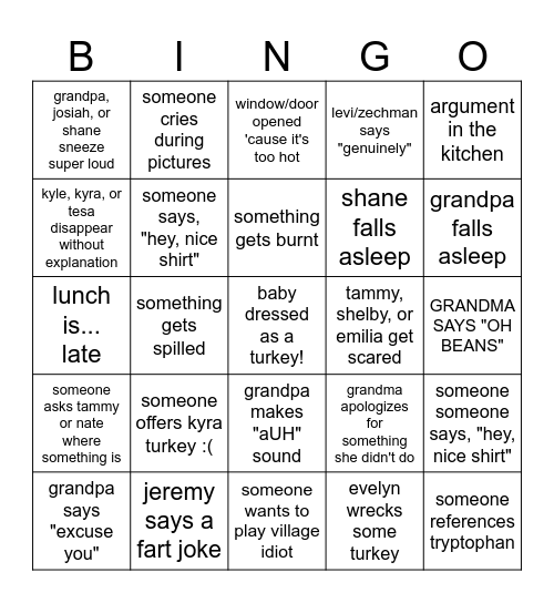THANKSGIVING OF CHAOS Bingo Card