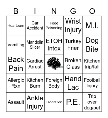 Thanksgiving ED Bingo Card