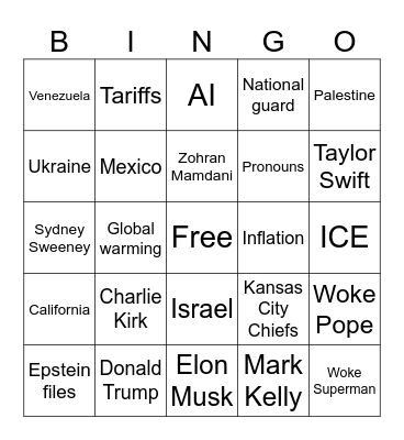 Thanksgiving Arguments Bingo Card
