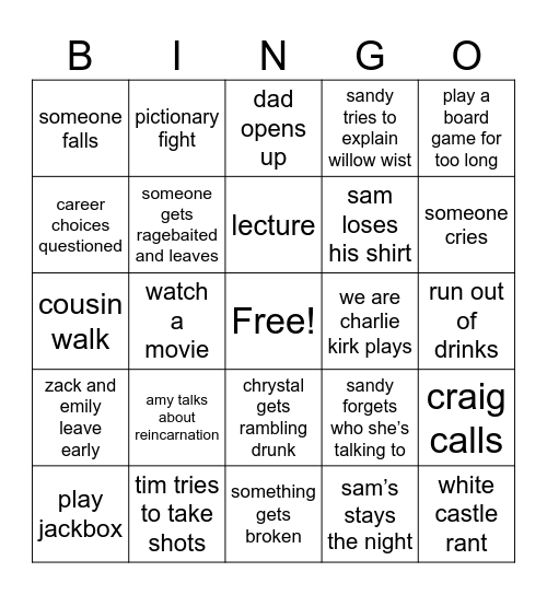 2025 Thanksgiving Bingo Card
