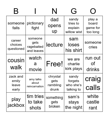 2025 Thanksgiving Bingo Card