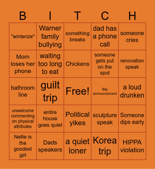 Winterize your nerves it's time for Thanks Bingo Card