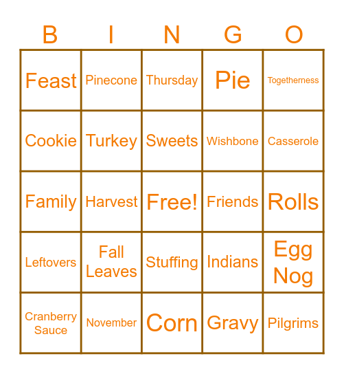 Thanksgiving Bingo Card