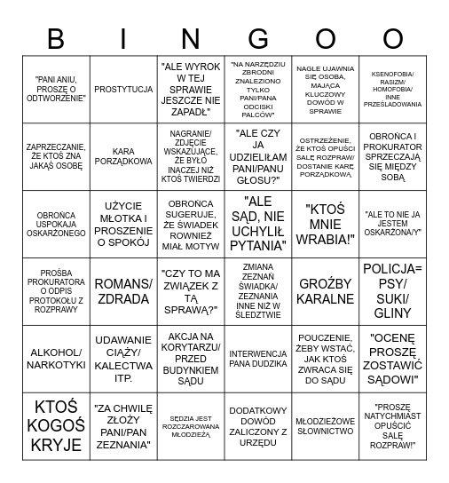 SĘDZIA ANNA MARIA WESOŁOWSKA BINGO Card