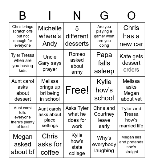 Christmas Bingo Card