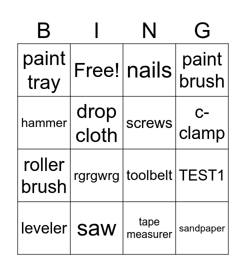 TOOLS BINGO Card