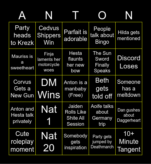 CoA Bingo Session 31 - "Bloom of a New Dawn" Bingo Card
