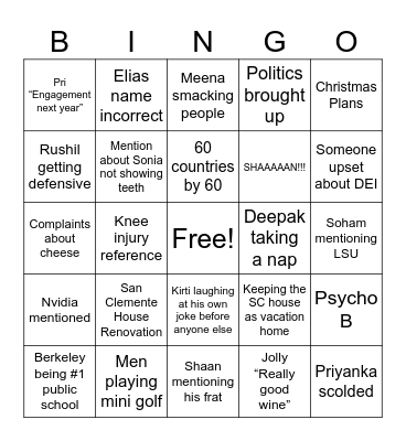 The Last Supper Bingo Card