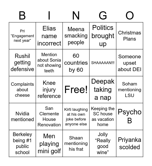 The Last Supper Bingo Card