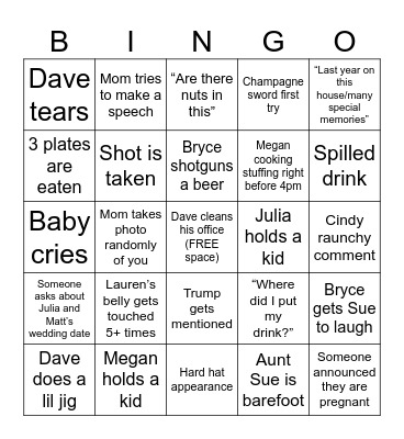 Thanksgiving 2025 Bingo Card