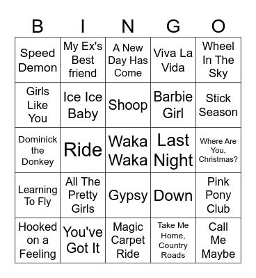Family Favorites Bingo Card