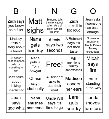 Thanksgiving Bingo Card