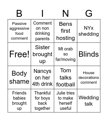 Bingo Bango Bongo Bingo Card