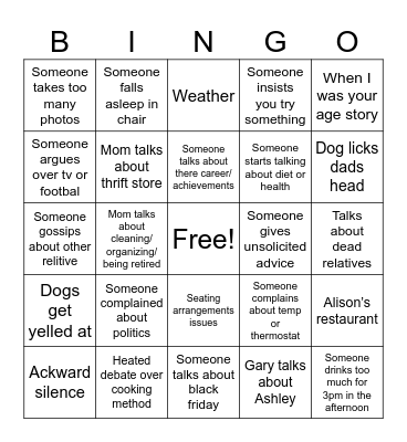 Thanksgiving Bingo Card