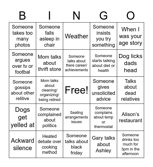 Thanksgiving Bingo Card