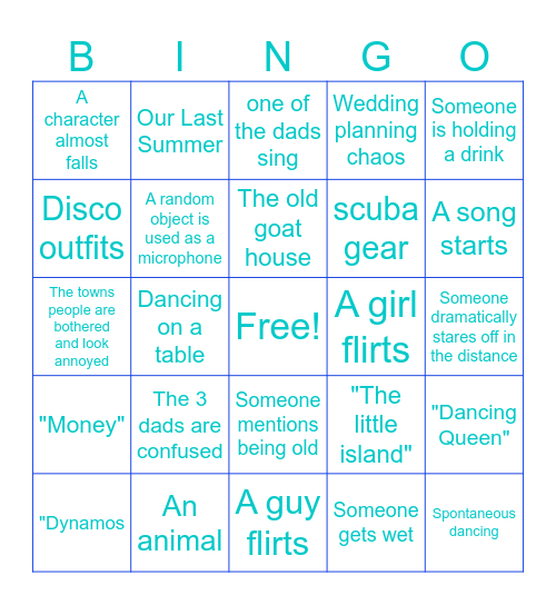 Mamma Mia! Bingo Card