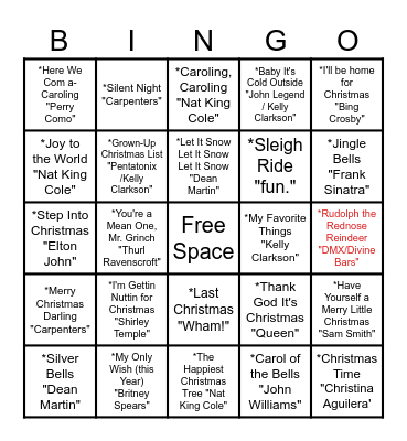 CHRISTMAS SING ALONGS Bingo Card