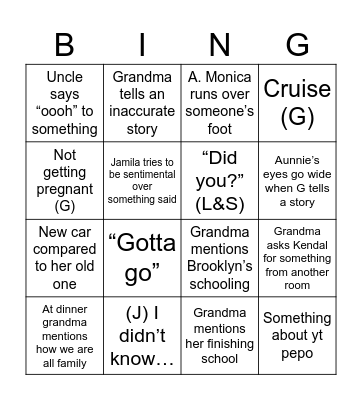 Thanksgiving Bingo Card