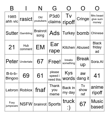 Random videos from 2024-2025 Bingo Card