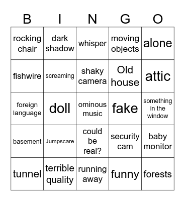 spooky Bingo Card