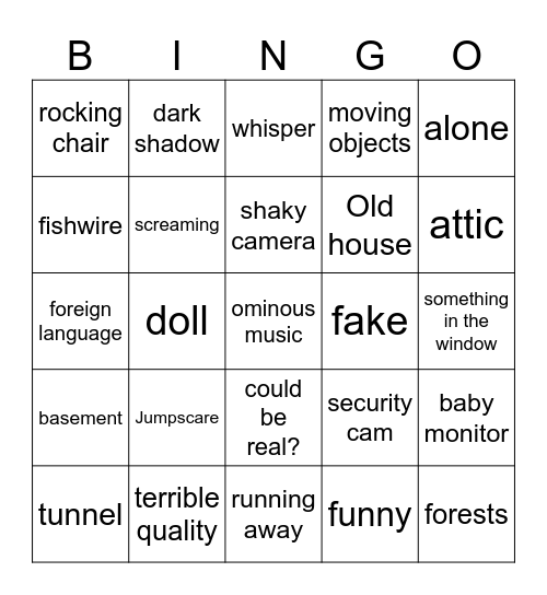 spooky Bingo Card
