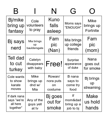 Thanksgiving 2025 BINGO Card