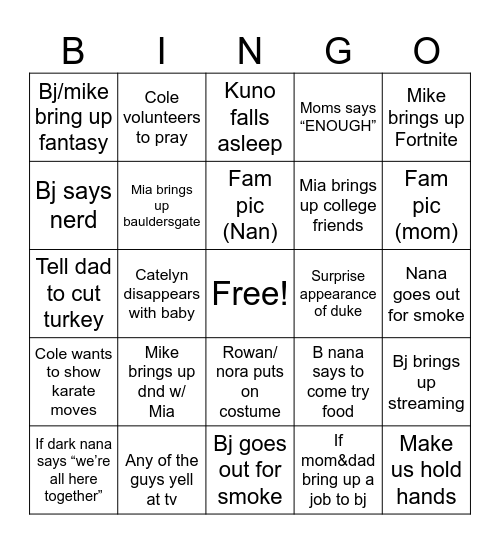 Thanksgiving 2025 BINGO Card