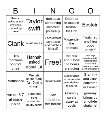 Thanksgiving Bingo Card