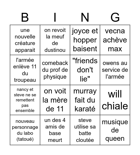 Stranger Things S5 Bingo Card