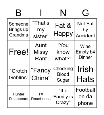 Thanksgiving Bingo Card