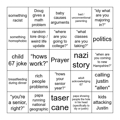 Thanksgiving Bingo Card